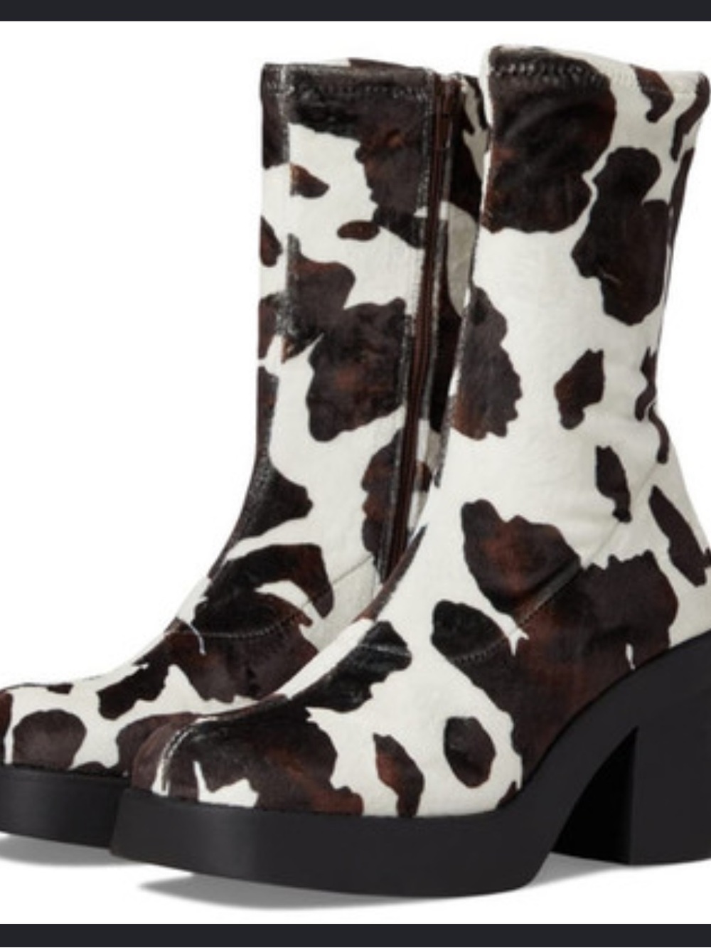 Steve Madden Klayton platform boot cow print brown white size 7.5 womens